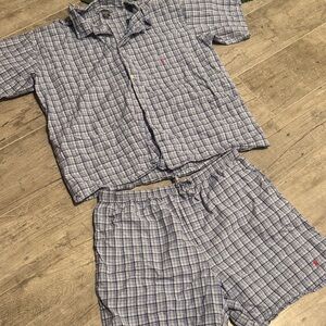 Ralph Lauren polo  Blue and White Plaid Pajama set. XL